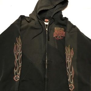 H.D. Zip up hooded sweatshirt.